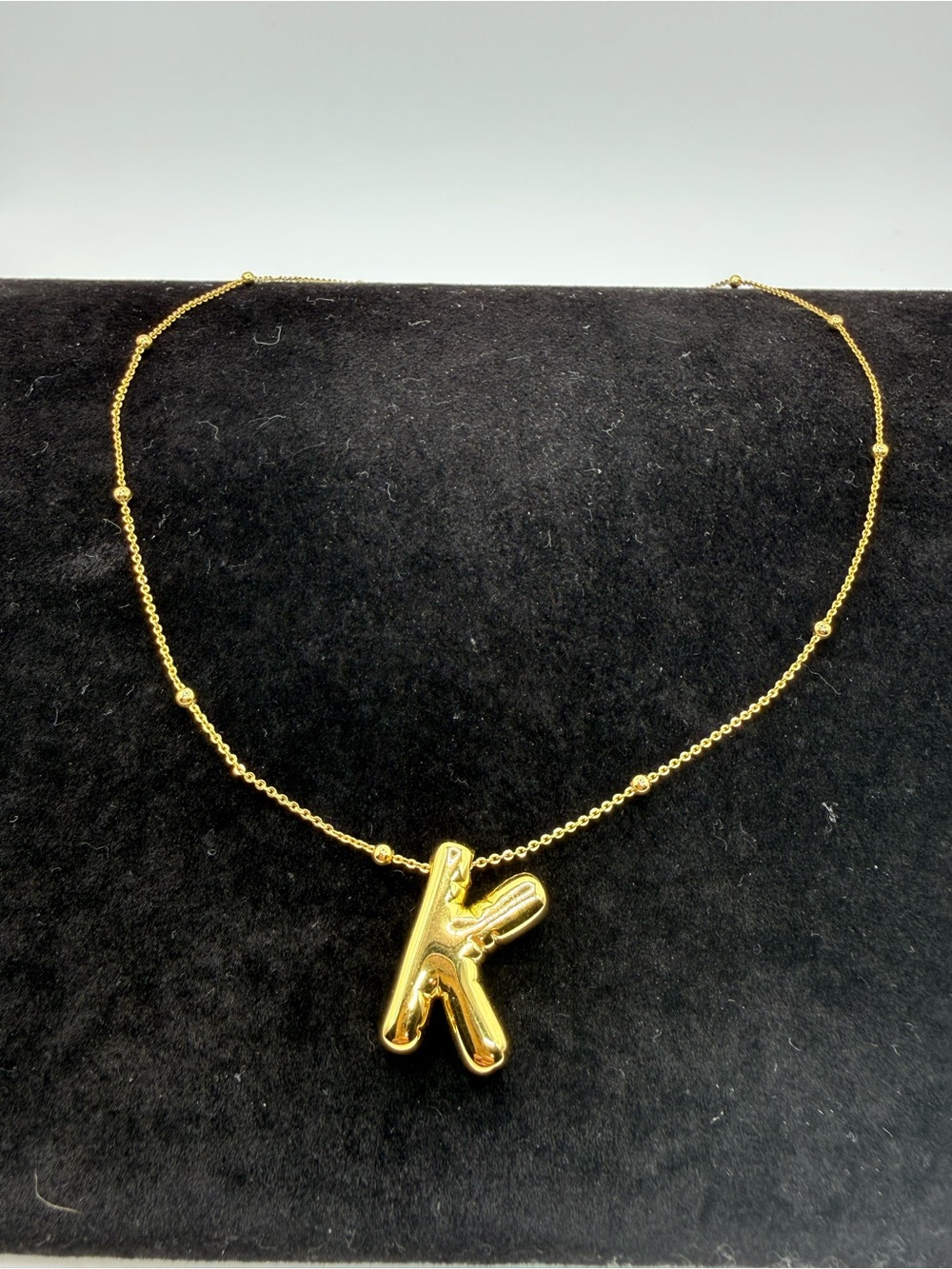 LOVE AERO Balloon Letter K Necklace Gold PVD Stainless Steel Initial